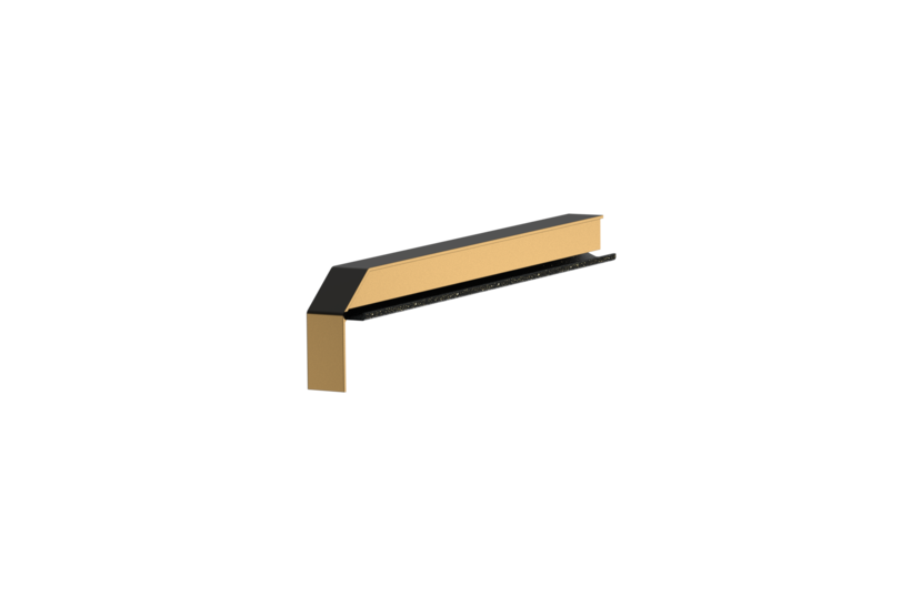 Fensterbankabschluss A 600 GS/24, Variante Softline Plus, Oberfläche E6/C34, Ausrichtung links, Ansicht innen, Ausladung 210 mm