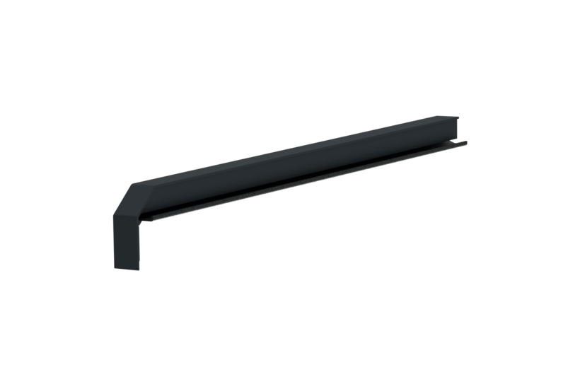 Fensterbankabschluss A 600 GS/24, Variante Softline Plus, Oberfläche RAL 7016, Ausrichtung links, Ansicht innen, Ausladung 380 mm