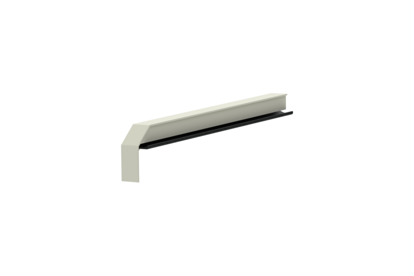 Fensterbankabschluss A 600 GS/24, Variante Softline Plus , Oberfläche RAL 9016, Ausrichtung links, Ansicht innen, Ausladung 260 mm