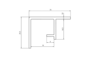 Zeichnung Fensterbank Zubehör Gleitabschluss A 500 V/34 30 mm