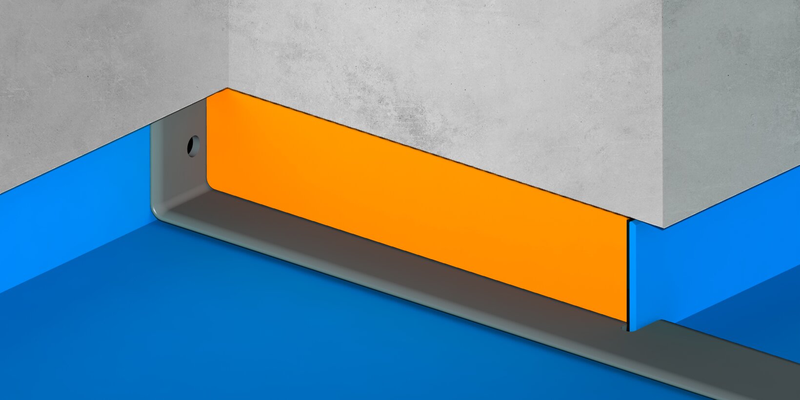 Detailed view of the filler piece in the installed state of the window sill pillar recess P 500