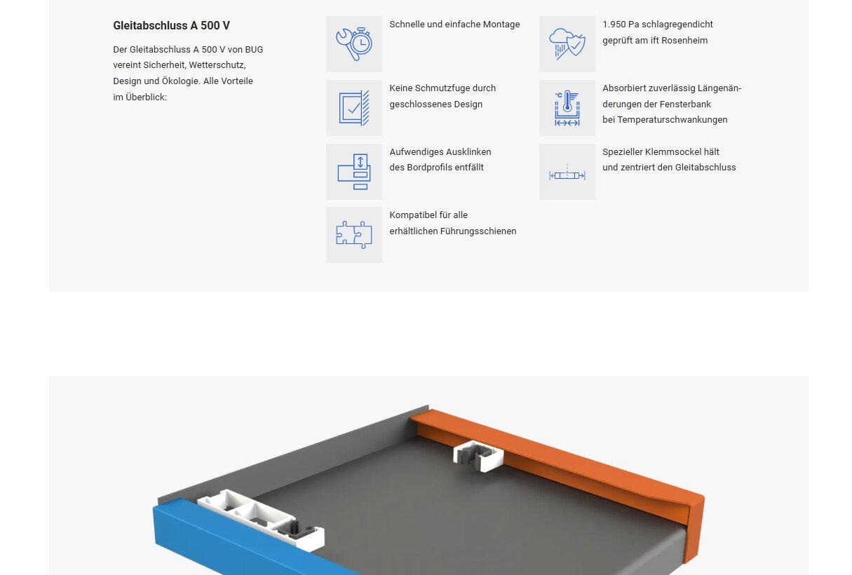 Grafische Darstellung der Produktalleinstellungsmerkmale auf einer Produktinformationsseite