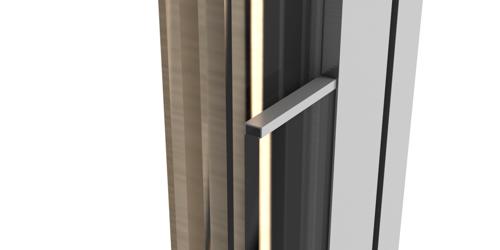 Abbildung der Rahmenverbindung zwischen Absturzsicherung aus Glas BUG FrontProtect und der Aluminiumrahmenkonstruktion