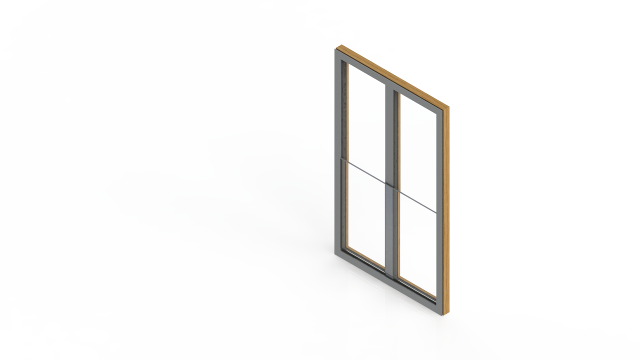 Abbildung des Integralfensters mit Absturzsicherung aus Glas von oben mit Holz- und Aluminiumrahmen inklusive Glas