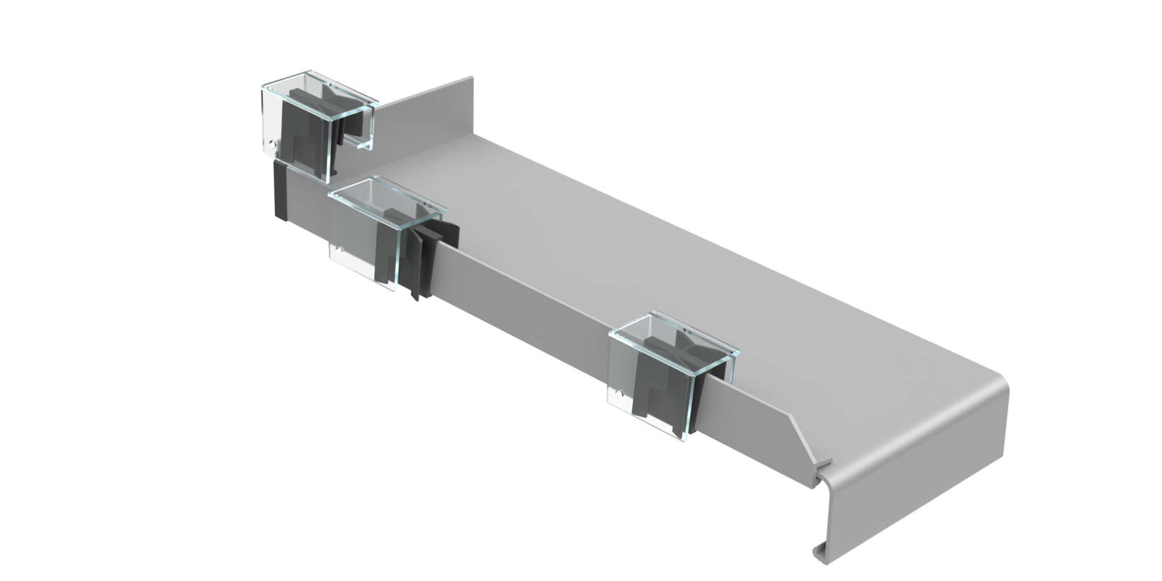 Fensterbankabschnitt mit WDVS-Abschluss, schwarzen Federn und durchsichtigem Gehäuse