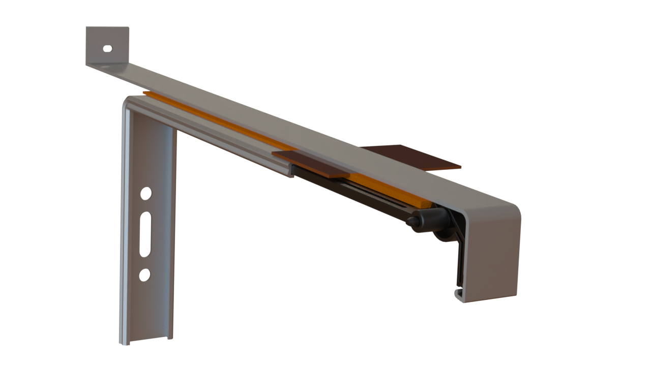 Montage des Fensterbankhalters, thermische Trennung auf  Alukonsole und Klebstoffanwendung verklebte Fensterbank