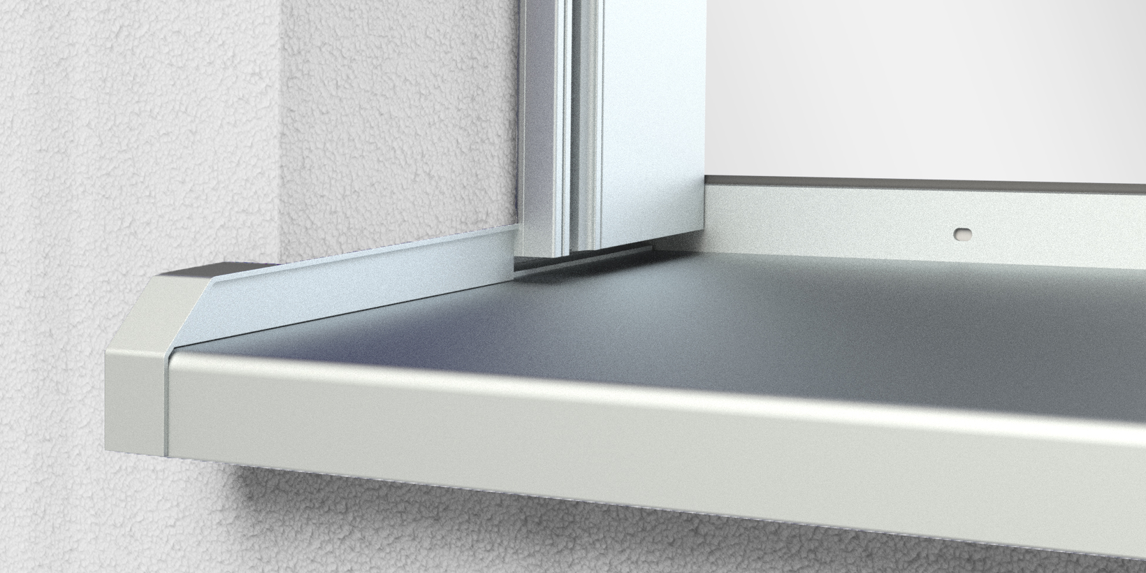 Gleitender Fensterbankabschluss A 600 GS für WDVS-Fensterbanksysteme mit Rollladenführungsschiene