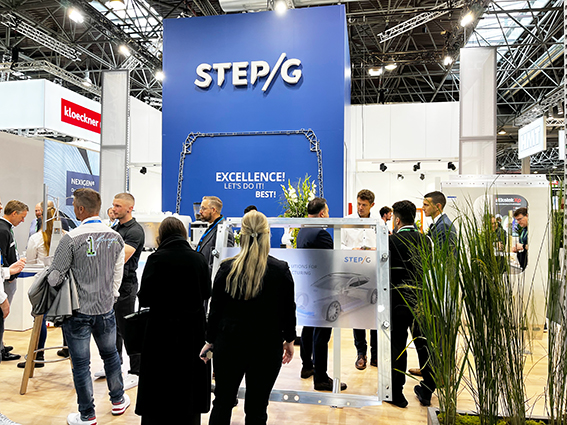 STEP-G exhibition booth at ALUMINIUM 2024 with a large number of visitors