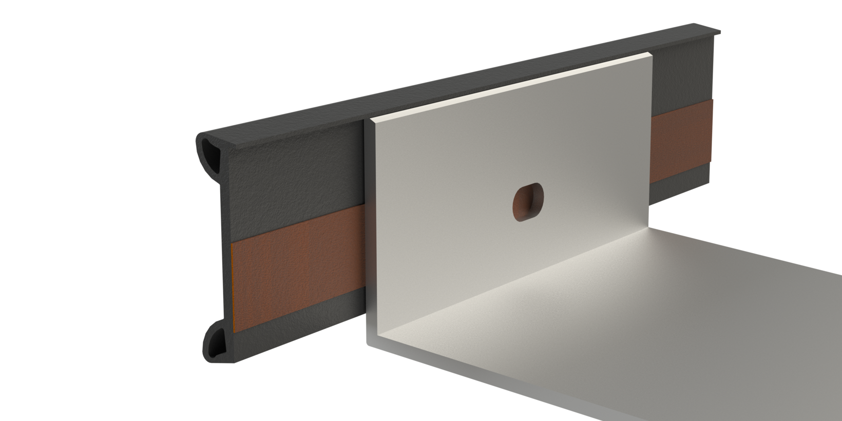 Fensterbank Anschraubdichtung im angebrachten Zustand an der Fensterbank im Querschnitt