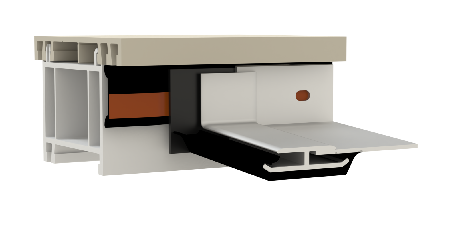 Verbindung von Anschraubdichtung, Fensterbank und Stoßverbinder
