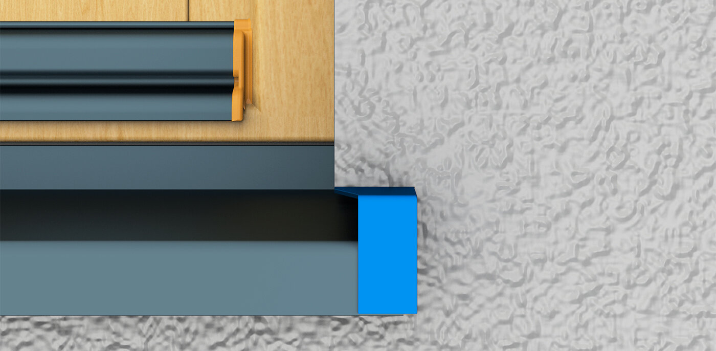 Aluminium window sill with sliding closure