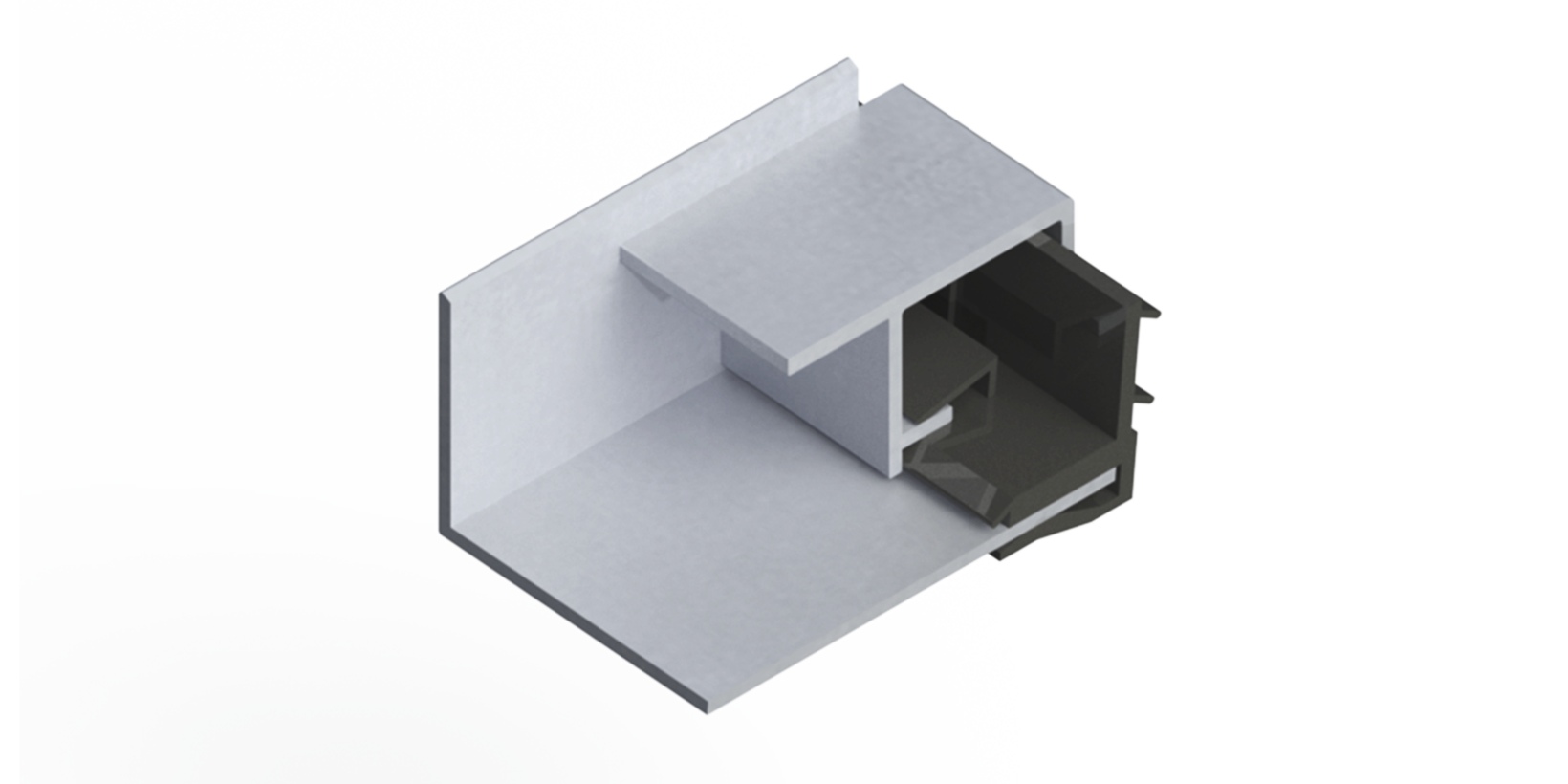 Detailansicht mit Blick auf das Klemmprofil und Aluminiumgehäuse