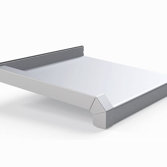 Fensterbank-Bordprofil für WDVS mit Fensterbank und Anschraubdichtung