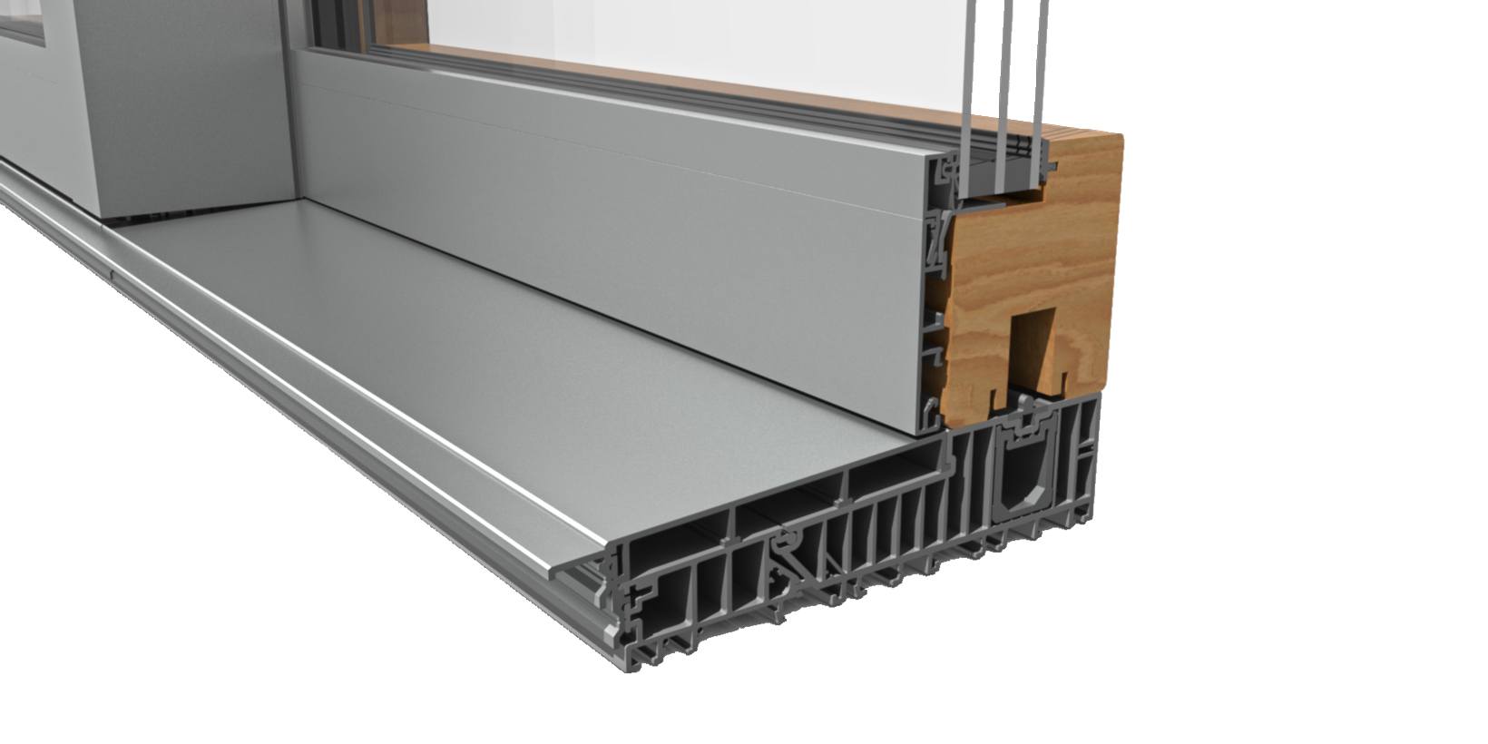 Flächenbündige Hebeschiebetürenverglasung von außen