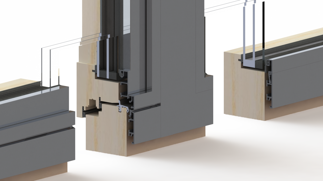 Konstruktionsansicht der flächenversetzten Außenverglasung mit cliXsafe