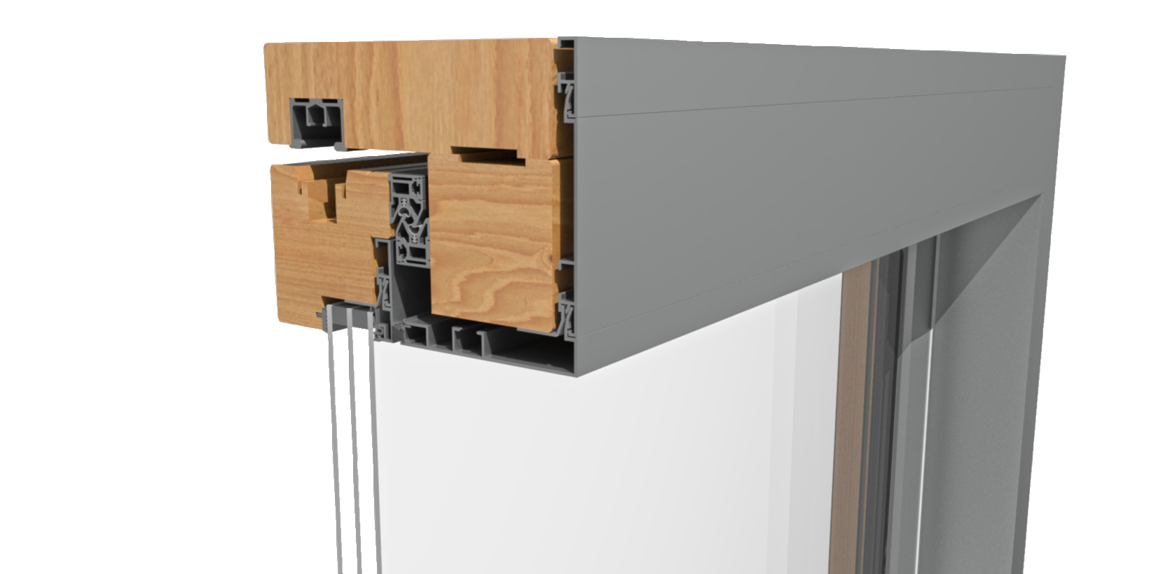 Holz-Alu-Hebeschiebetüren mit Außenverglasung im Classic System von oben