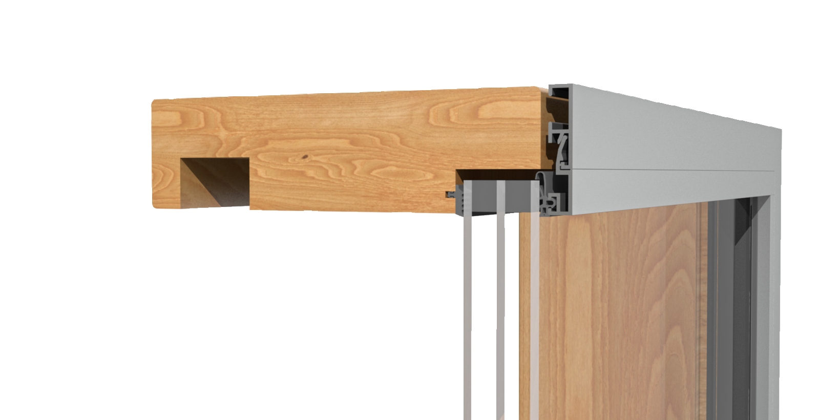 Holz-Alu-Hebeschiebetüren mit Außenverglasung im SkyPlus System von oben