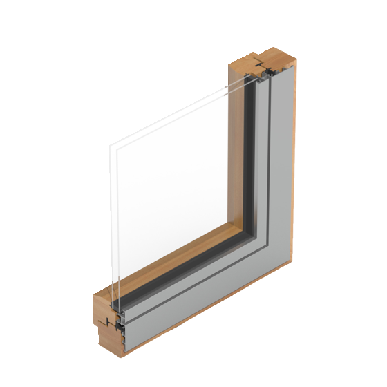 Flächenbündige Fenster, zweifach verglast, mit kantiger Kantenausführung