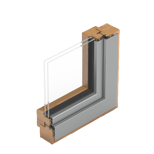 Klassisches Holz-Alu-Fenster mit schräger Profilausführung