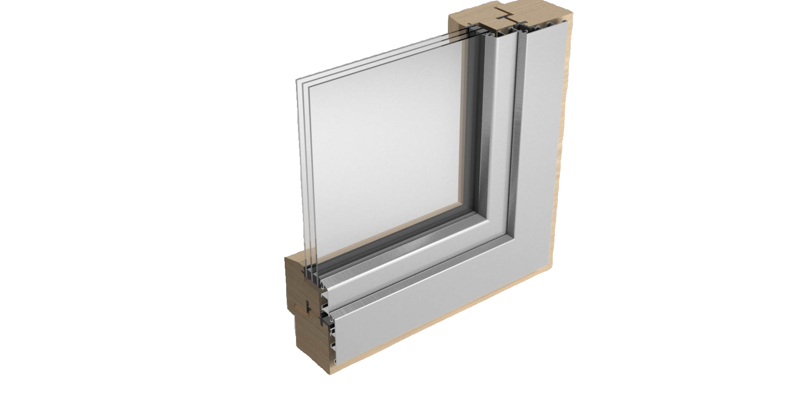 Holz-Aluminium-Fenster flächenversetzt von außen