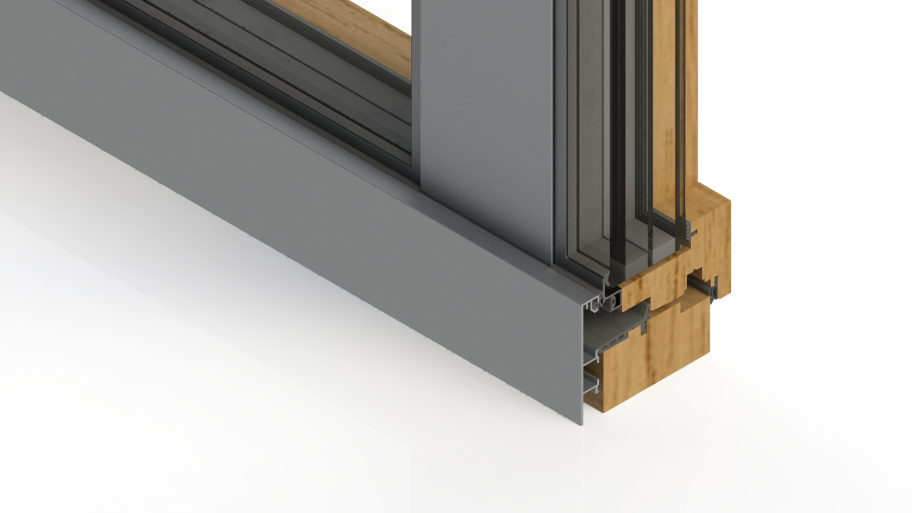 Querschnitt des Fensters BUG Integral 3 mit Stulpleiste