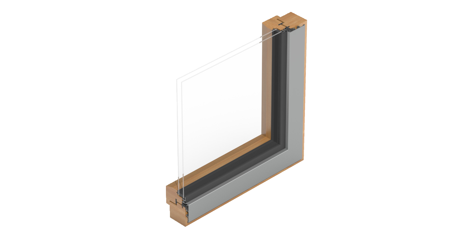 Außenansicht des zweifach verglasten Fensters BUG Integral 2 mit flächenversetztem Blendrahmen