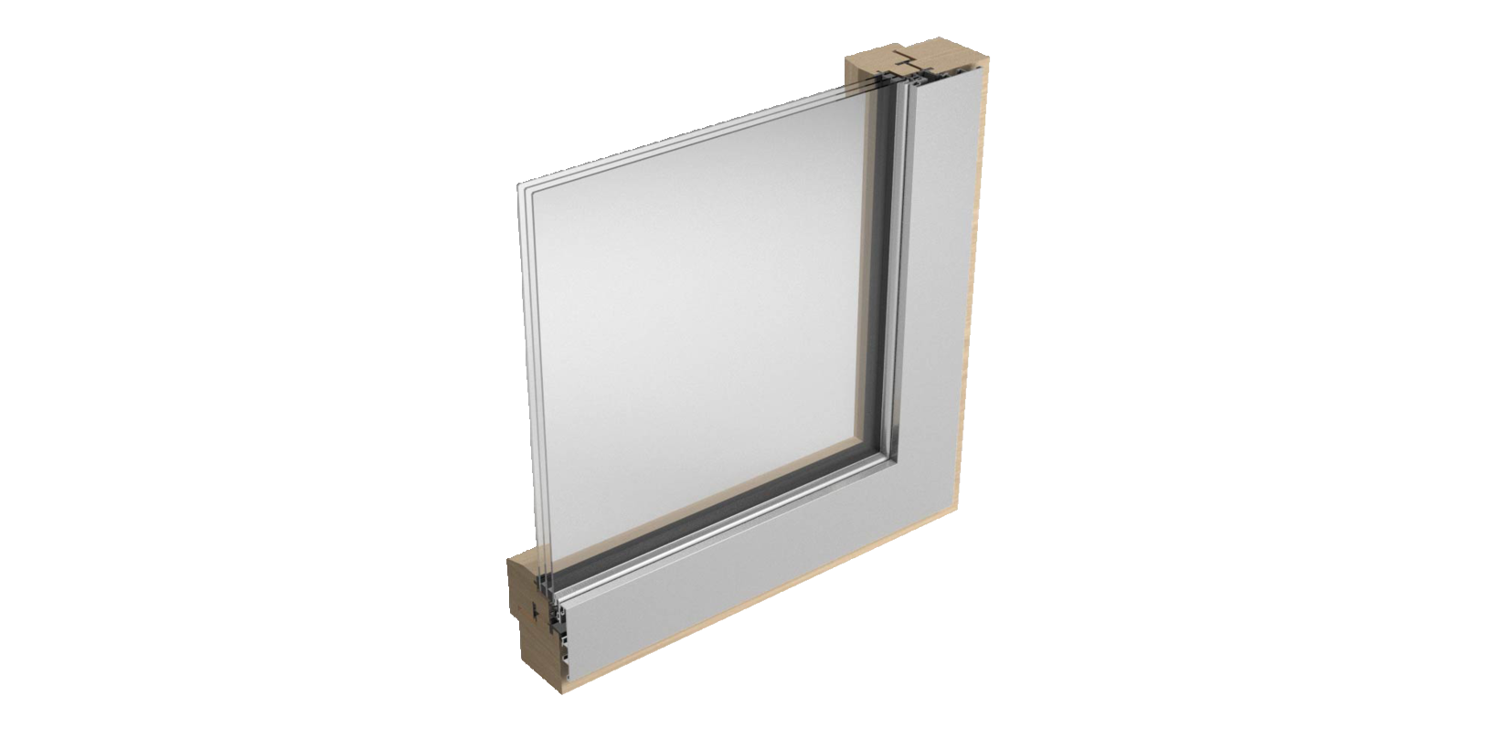 Detailansicht des dreifach verglasten Fensters BUG Integral 2