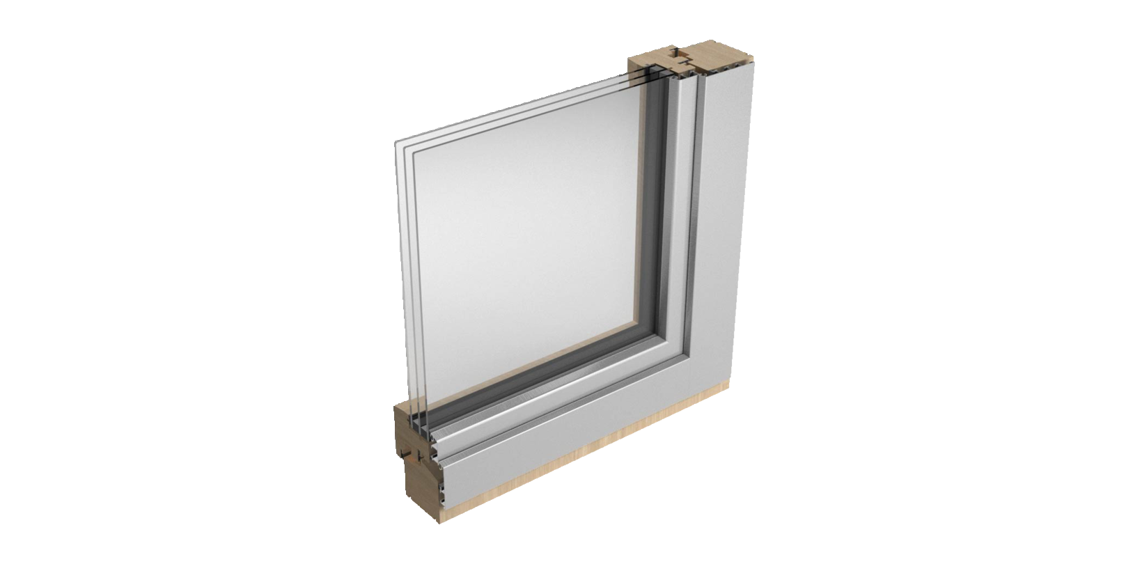 Schrägfalz-Profil von außen mit optimiertem Wasserablauf