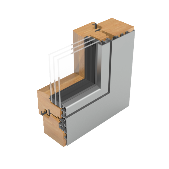 Detailansicht eines flächenbündigen Fensters mit dem Systemelement Triangel