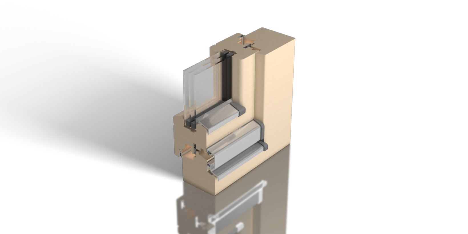 Flügelabdeckprofil FA 21 an einem Holzfenster