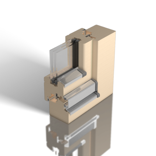 Flügelabdeckprofil FA 21 an einem Holzfenster