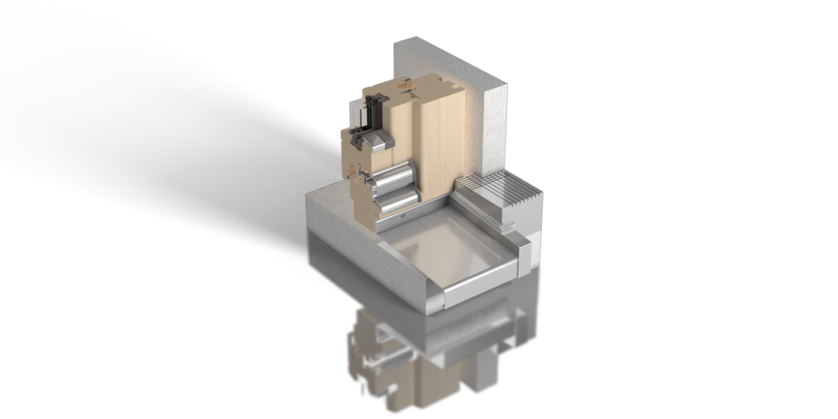 Regenschutzschiene RDN 25.48 mit Flügelabdeckung FA 21 und Gleitanschluss A 500 V
