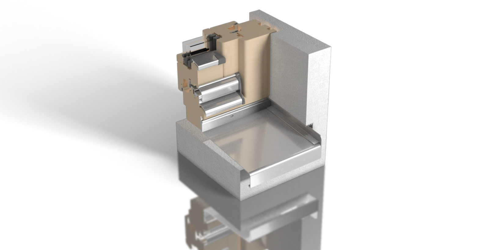 Regenschutzschiene RDN 25.48 mit Flügelabdeckung FA 21 und Klinkerabschluss A 450