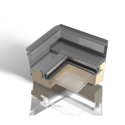 Detaillierte Ansicht des Holz-Aluminiumsystems für das Wintergartensystem von BUG